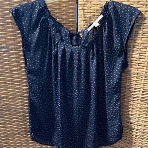 LC Lauren Conrad Dark Blue Floral Blouse